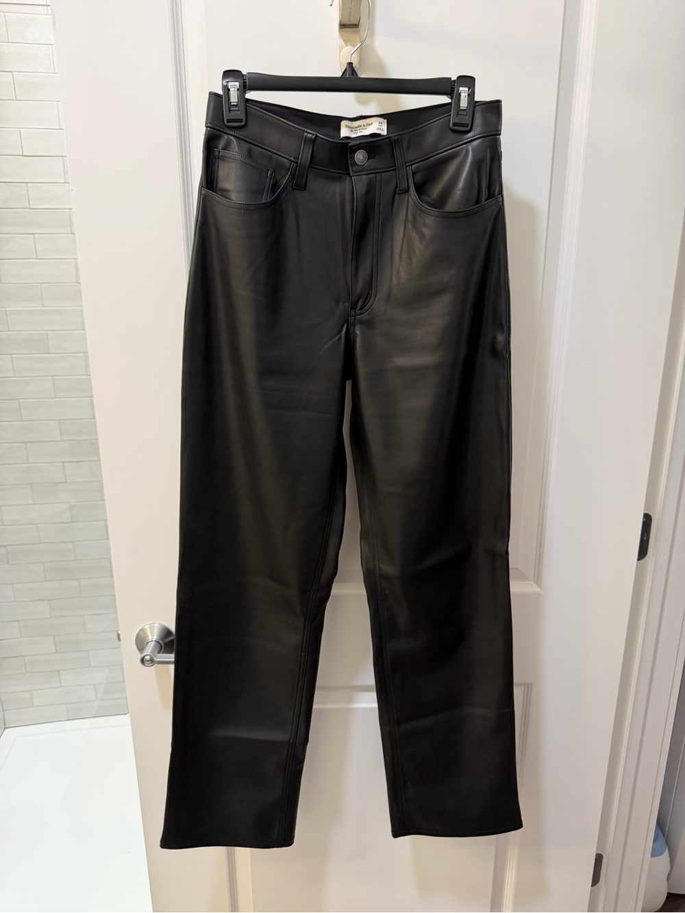 Abercrombie & Fitch Black Straight Faux Leather Jeans